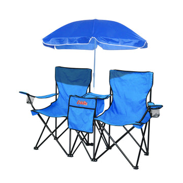 2-Seater Folding Chair with Umbrella & Cooler
