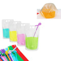 16OZ Plastic Drink Pouches with Straws