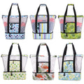 Mesh Beach Tote Bag With Cooler Insulated