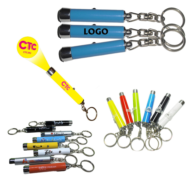 LED Flashlight Projection Keychain