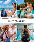 Beach Mesh Drawstring Backpack With Wet Pocket