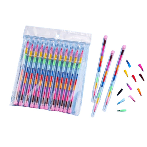 11 Colors Mini Rainbow Building Block Crayons Pens