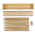 12-Piece Colored Pencil Set In Wooden Ruler Box
