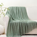 Solid Color Acrylic Knit Throw Blanket with Tassels