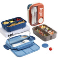 4-Compartment Plastic Food Lunch Box With Cutlery