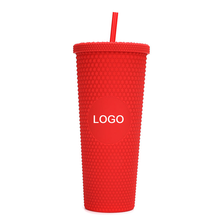 Double Wall Studded Tumbler with Lid and Straw