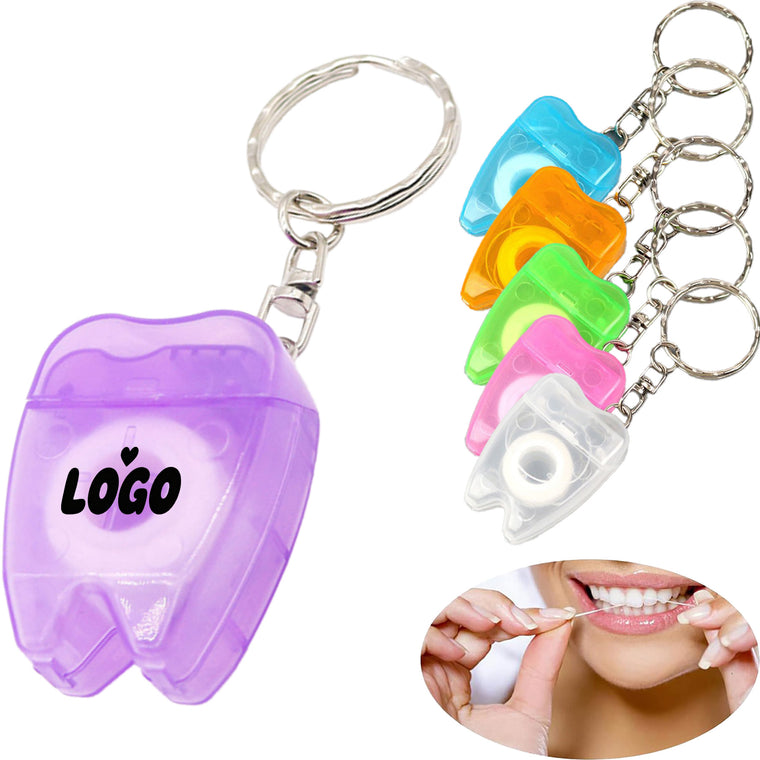 10M Tooth Shaped Dental Floss W/Keychain