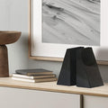 Natural White And Black Root Marble Bookends