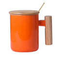 12OZ Ceramic Mug with Wooden Handle and Lid