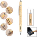 6 In 1 Multifunctional Bamboo Tool Stylus Pen