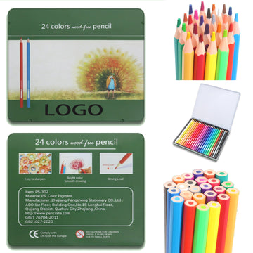 Colored Pencils Case Metal Box Comes With Pencils