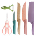 6 Piece Colorful Kitchen Knife Set With Peeler And Shears
