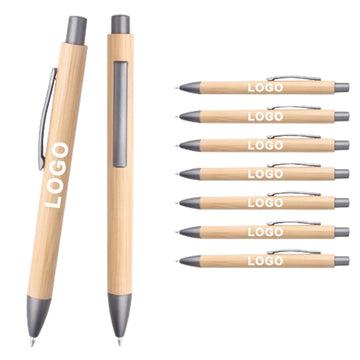 Retractable Bamboo Stylus Ballpoint Pen With Clip