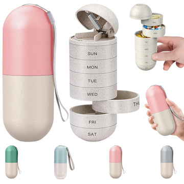 2 In 1 Weekly Pill Organizer With Cutter Moisture Proof