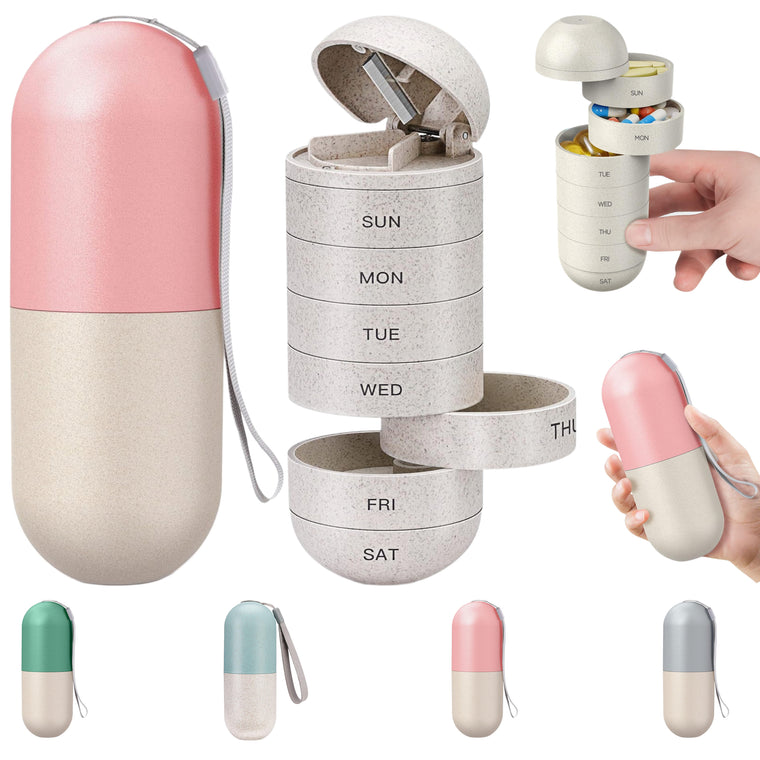 2 In 1 Weekly Pill Organizer With Cutter Moisture Proof