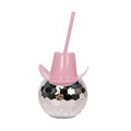 Disco Ball Hat Cup: Glittering 20oz Tumbler with Straw
