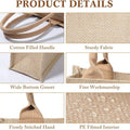 100% Natural Jute Burlap Tote Bag With Soft Canvas Handles