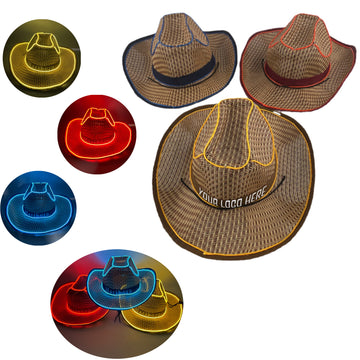 Led Fluorescent Colorful Straw Hat
