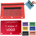 Zippered Double Pocket 3 Ring Binder Pencil Pouch