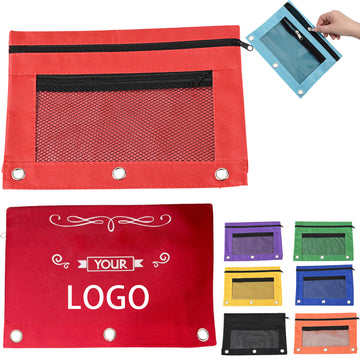 Zippered Double Pocket 3 Ring Binder Pencil Pouch