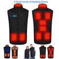 Electric Heated Vest with 3 Heat Levels 9 Heating Zones