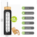 32 oz Glass Water Bottles with Straw
