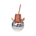 20Oz. Disco Ball Cup W/ Cowboy Hat & Straw
