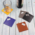 2 in 1 Square Leather Coaster Bottle Opener