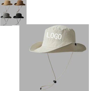Solid Color Quick-Dry Bucket Hat With Chin Strap