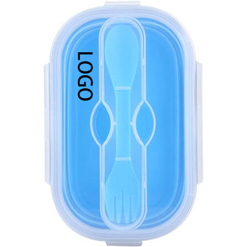 800Ml Folding Silicone Portable Lunch Box With Tableware