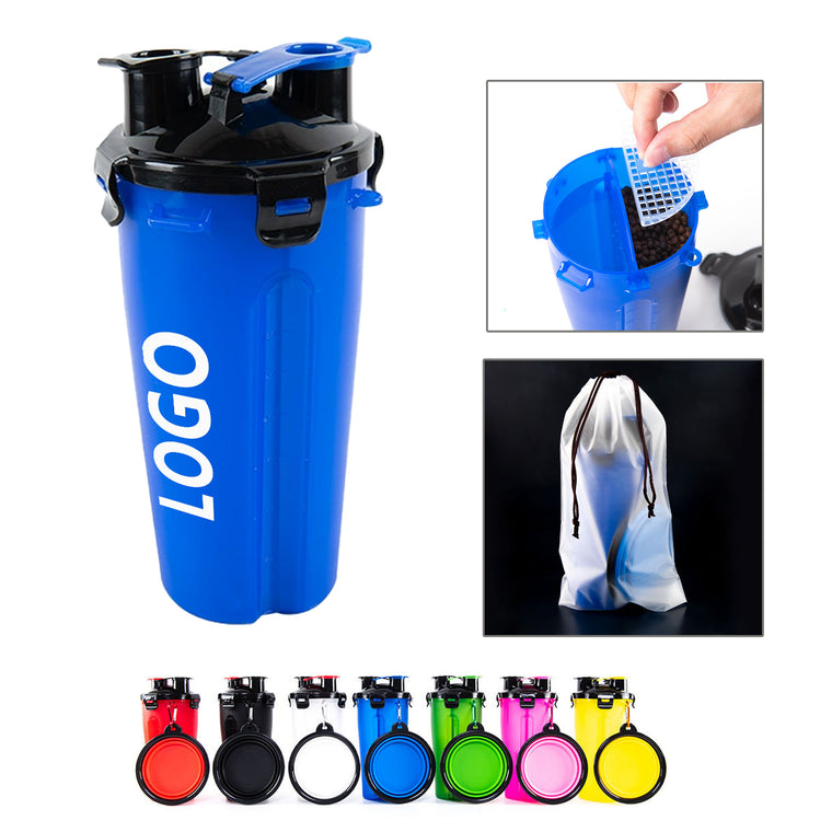 2-in-1 Pet Water & Food Cup with Collapsible Bowl
