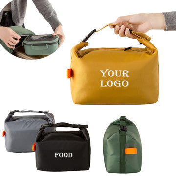 Foldable Oxford Cloth Insulated Lunch Bag With Zipper Closure