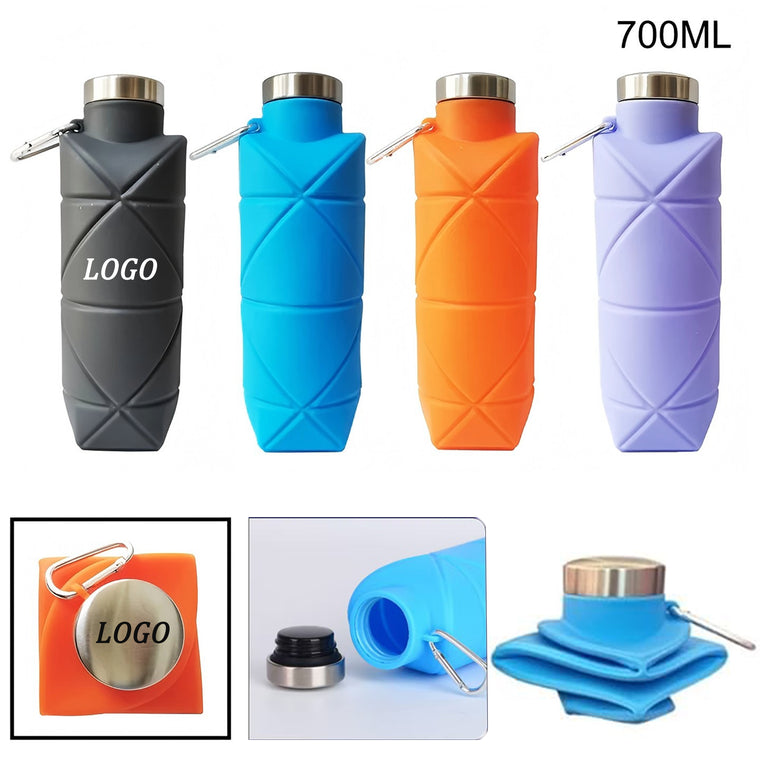 24Oz Foldable Silicone Diamond-Shaped Water Bottle