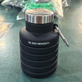 17Oz Collapsible Silicone Water Bottle With Carabiner