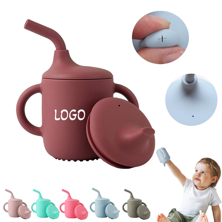 Food-Grade Silicone Double-Eared Straw Training Cup