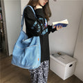 Denim Shoulder Hobo Tote Bag