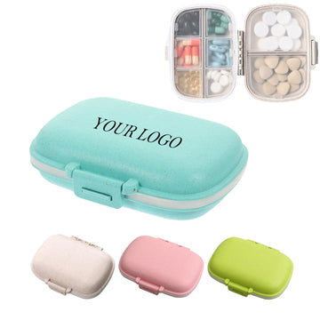 8-Grid Wheat Straw Sealed Daily Medicine Storage Boxes