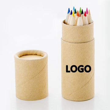 Kraft Paper Tube With 12 Colors Of Small Pencil Drawing Pens