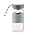 16OZ Glass Water Bottle W/ Tea Filter And Leather Sleeve