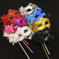 Half Masquerade Mask On A Stick