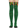 Striped Thigh High Socks 168 Needle