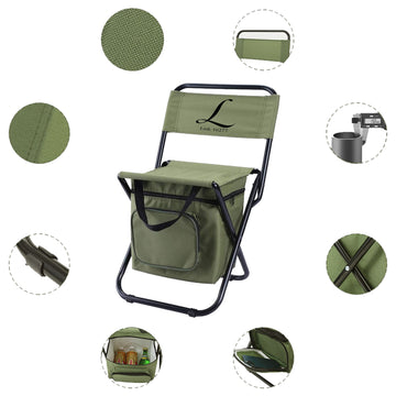 Outdoor Folding Chair with Ice Pack Pouch and Carrying Handle