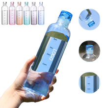 Gradient Color Transparent Glass Water Bottle W/ Time Scale