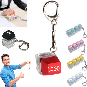Mini Keyboard Keychain Glowing Finger Clicker Decompression Toys