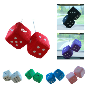 A Pair Of Large Sizes Plush Dice Car Suspension Decoration