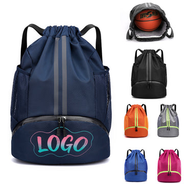Soccer Drawstring Backpack With Separate Shoe Compartment