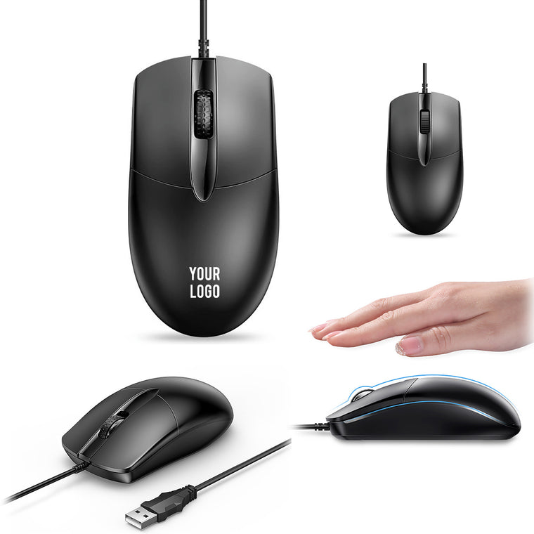 Simple Noiseless Black Wired USB Computer Mouse