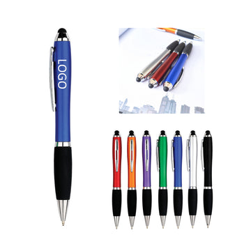 Rubberized Ballpoint Pen With Stylus Tip