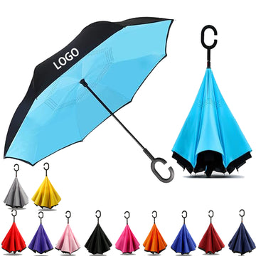 Double Layer Car Inverted Umbrella With C Shape Handle