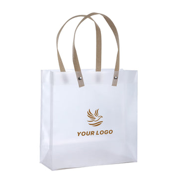 Clear Frosted Plastic Gift Bag With Handle